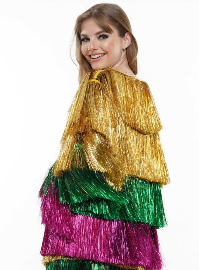 Mardi Gras Fringe Tinsel Women's Jacket