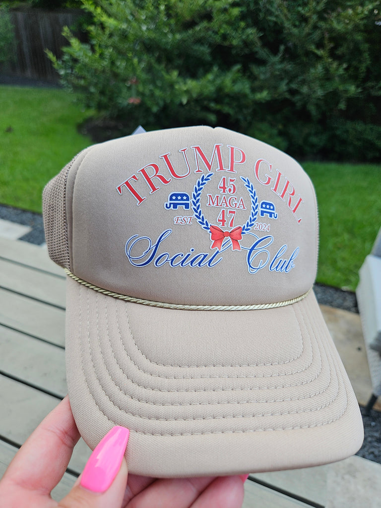 Trump Girl Social Club - Tan Foam Trucker Cap