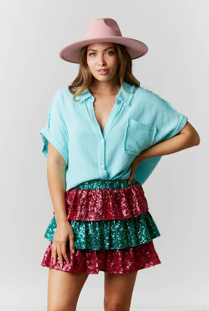Cool Flamingo Sequin Top