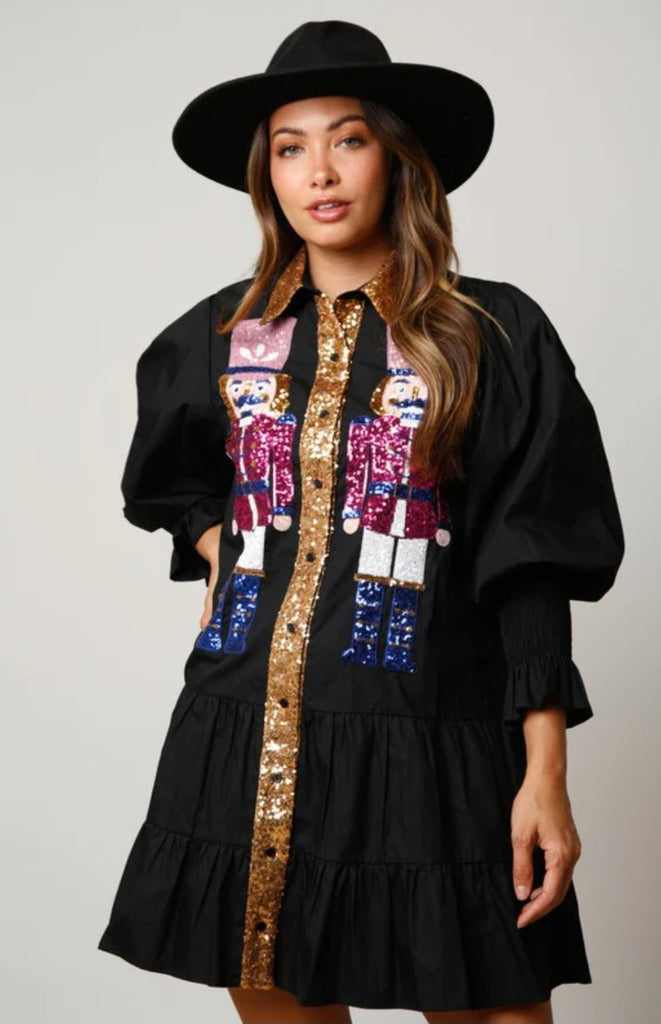 Sequin Nutcracker Mini Dress - Black