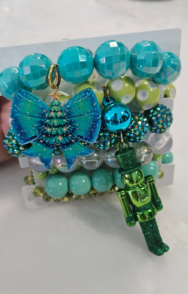 Christmas stackable bracelets (Green toy soldier charm)