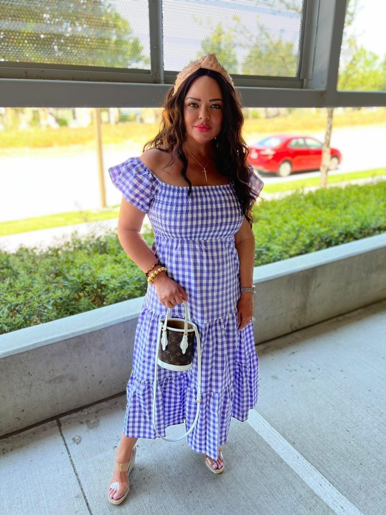 Brynn Game Day Maxi Dress - Purple Checker