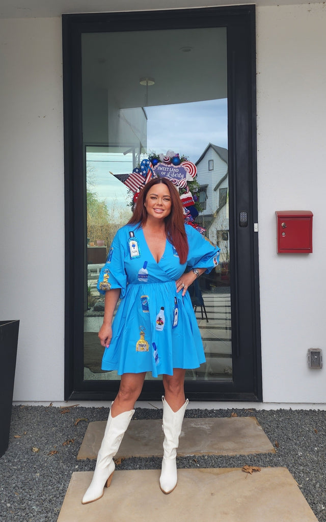 Poplin Booze Dress - Blue