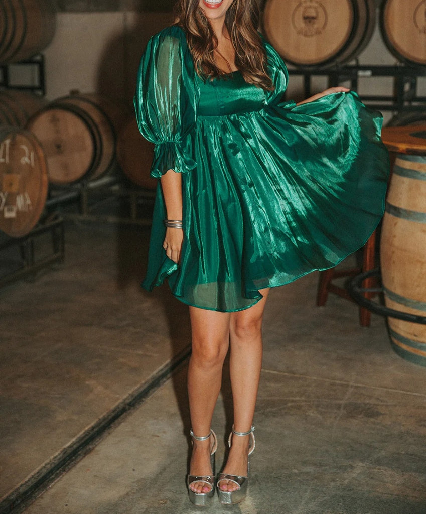 Betsy Puff Sleeve Babydoll Dress - Dublin
