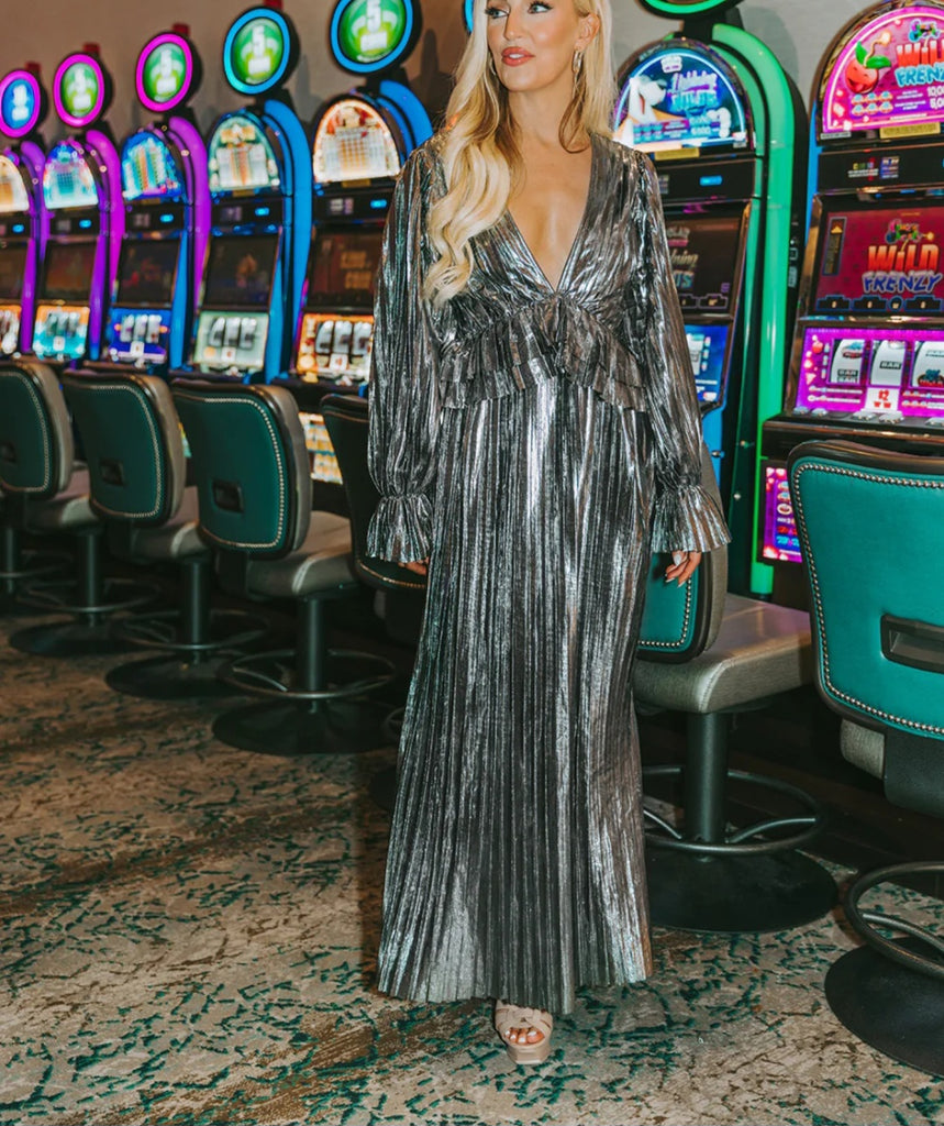 Evie Metallic Maxi Dress - Disco Ball