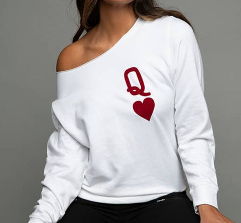 Ladies Queen of Hearts Oversized Sweatshirt | Shop Sweet Nadine