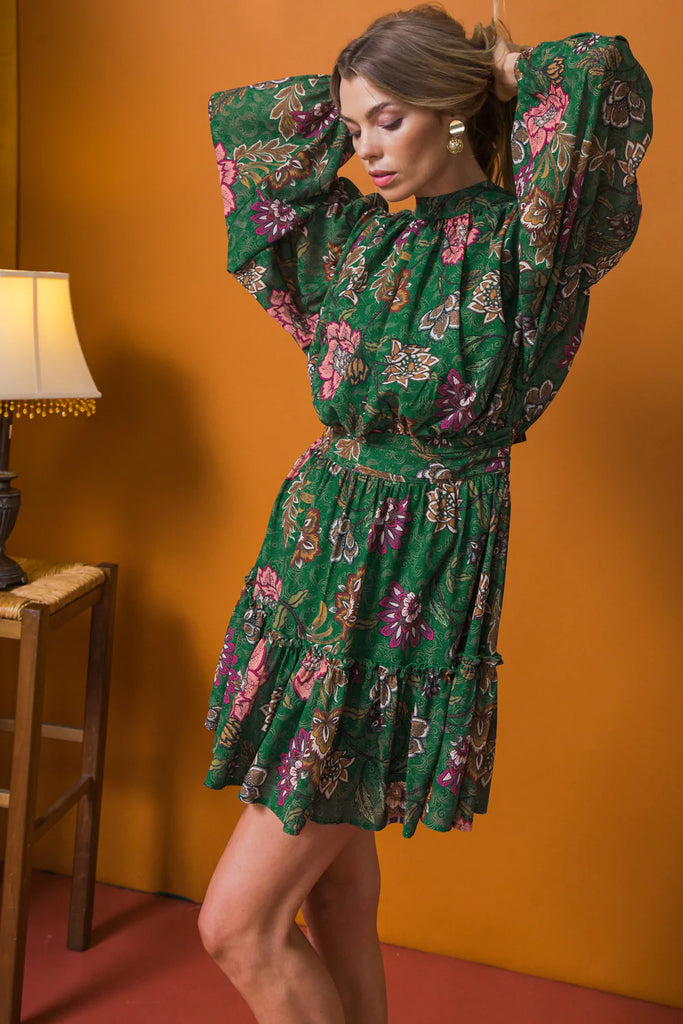 Floral Garden mini dress - Green